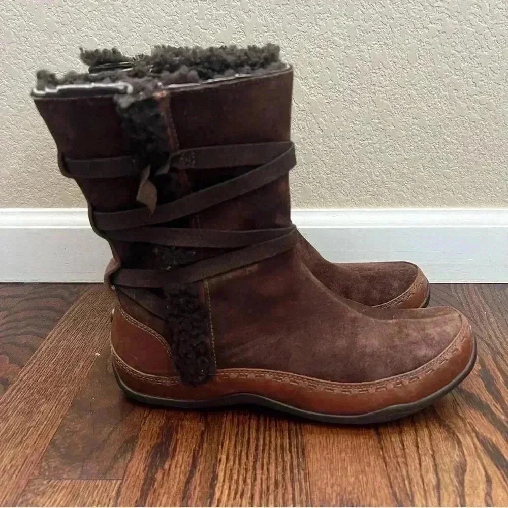 The North Face Isabel II Winter Boots Women’s Size 9 Brown Leather Side Zip